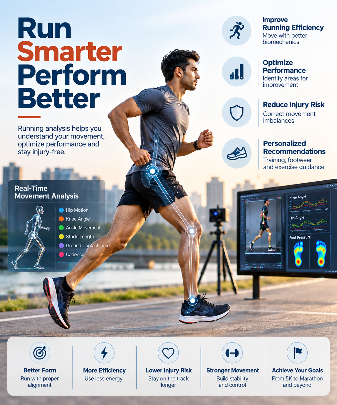 Athlete running performance assessment and running biomechanics analysis